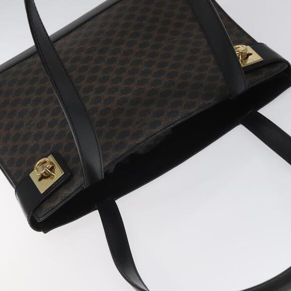 CELINE Macadam Canvas Shoulder Bag Pvc Leather Black Gold - Picture 6 of 12